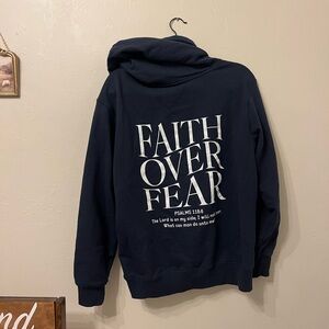 Faith Over Fear Navy Hoodie